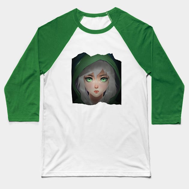 girl with green eyes Baseball T-Shirt by Kasza89